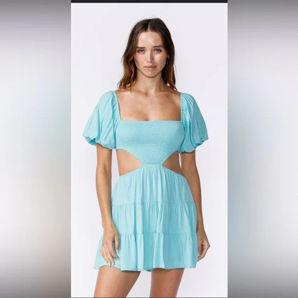 formal midi dresses Blue Faux Wrap Bow Detail Flowy Mini Dress
